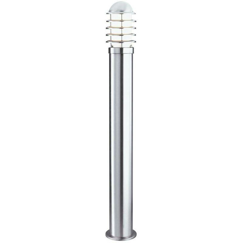 Louvre - 1 Light Outdoor Bollard Light Stainless Steel with Polycarbonate Diffuser IP44, E27 - Searchlight