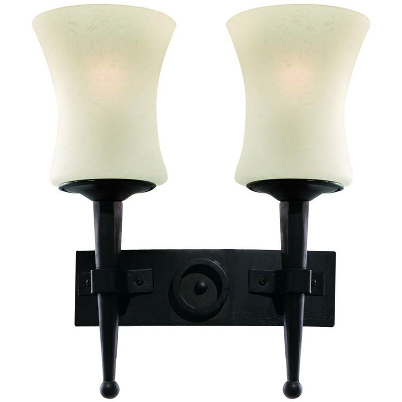 Searchlight Lighting - Searchlight Cartwheel - 2 Light Indoor Wall Light Black with Scavo Glass, E27