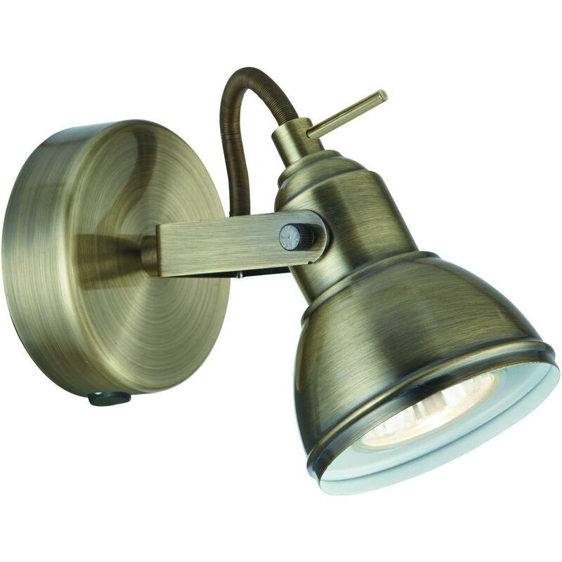 Focus - 1 Light Indoor Adjustable Wall Spotlight Antique Brass, GU10 - Searchlight