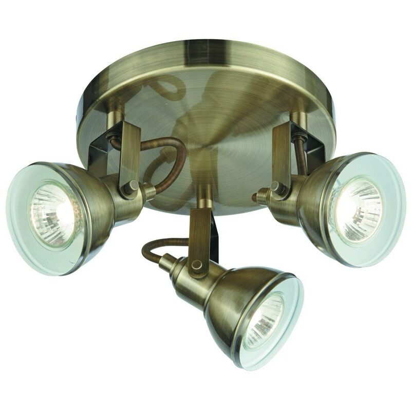 Searchlight Lighting - Searchlight Focus - 3 Light Adjustable Ceiling Spotlight Antique Brass, GU10
