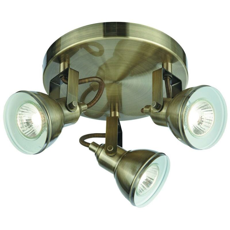 Focus - 3 Light Adjustable Ceiling Spotlight Antique Brass, GU10 - Searchlight