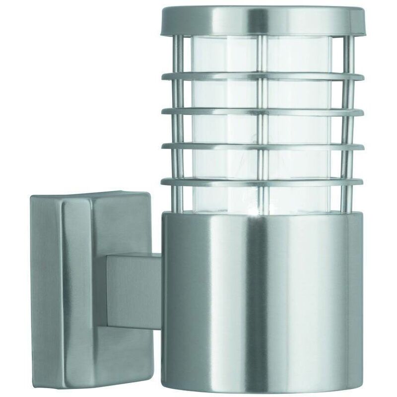 Louvre - 1 Light Outdoor Garden Wall Light Satin Silver IP44, E27 - Searchlight