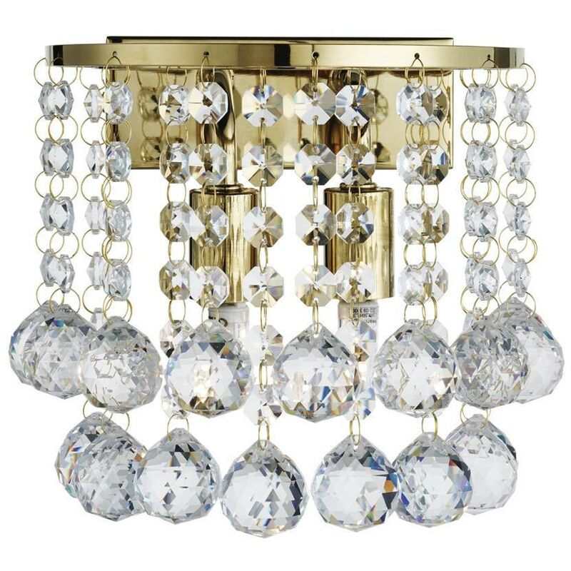 Searchlight Hanna - 2 Light Indoor Wall Light Gold with Crystals, G9