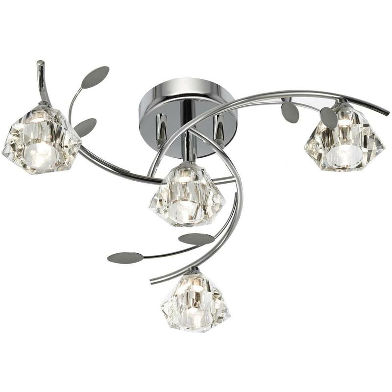 Searchlight Sierra - 4 Light Multi Arm Ceiling Semi Flush Light Chrome and Glass, G9