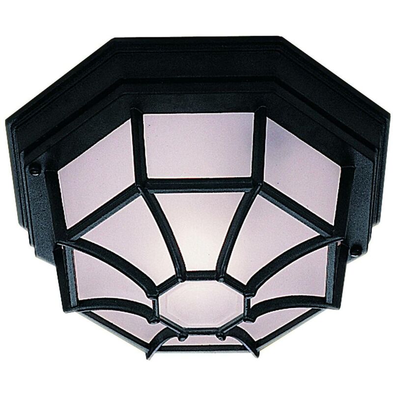 Searchlight Outdoor - 1 Light Outdoor Flush Ceiling Light Cast Aluminium Black IP54, E27