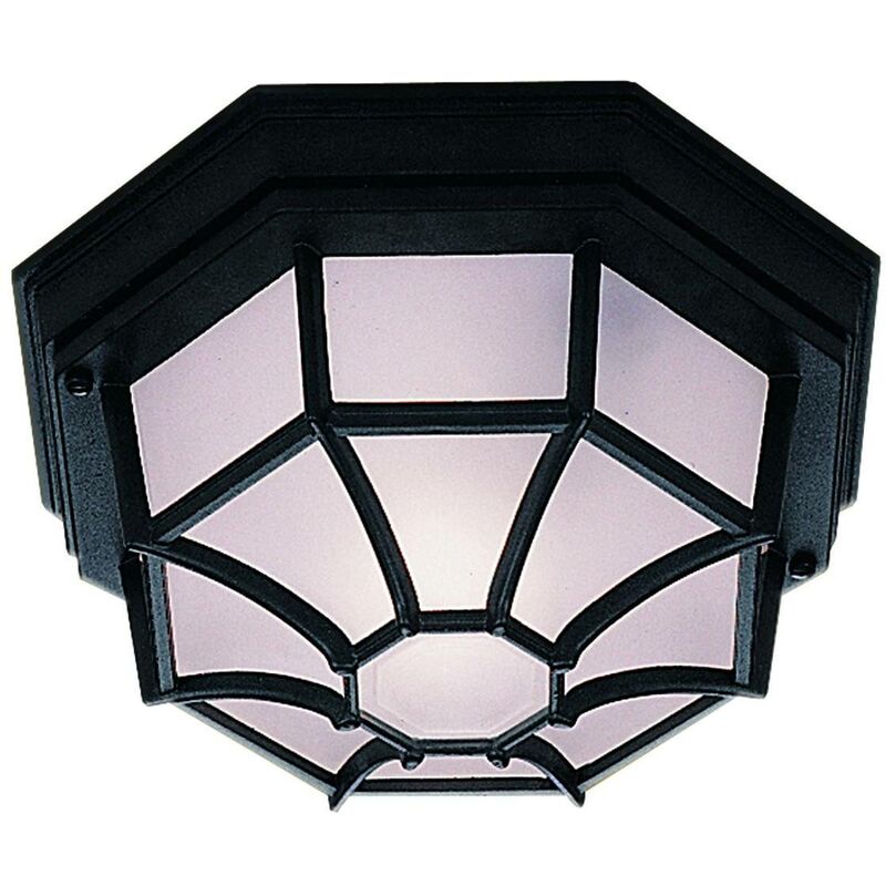 Outdoor - 1 Light Outdoor Flush Ceiling Light Cast Aluminium Black IP54, E27 - Searchlight