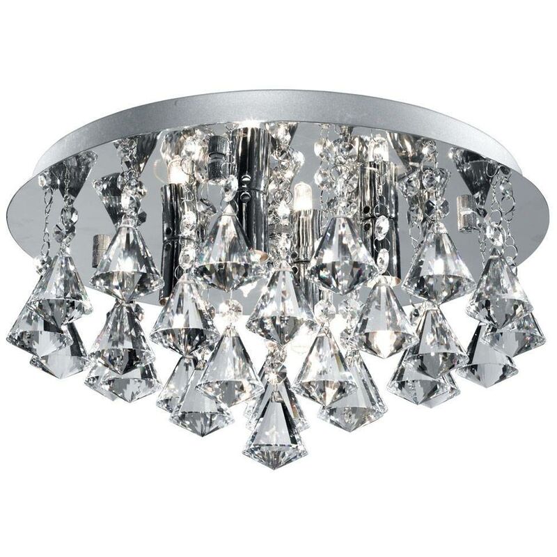 Hanna - 4 Light Ceiling Semi Flush Light Chrome with Diamond Crystals, G9 - Searchlight