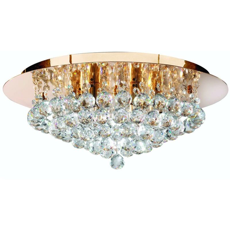 Searchlight Hanna - 6 Light Ceiling Semi Flush Light Gold with Crystals, G9