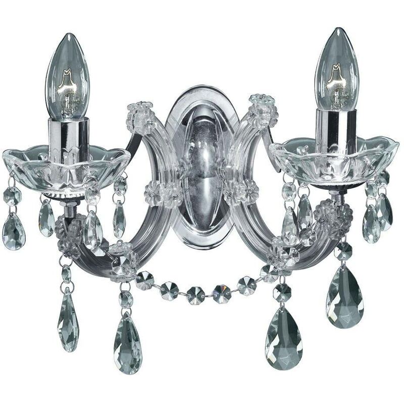 Marie Therese - Indoor Candle Wall 2 Light Chrome with Crystals, E14 - Searchlight