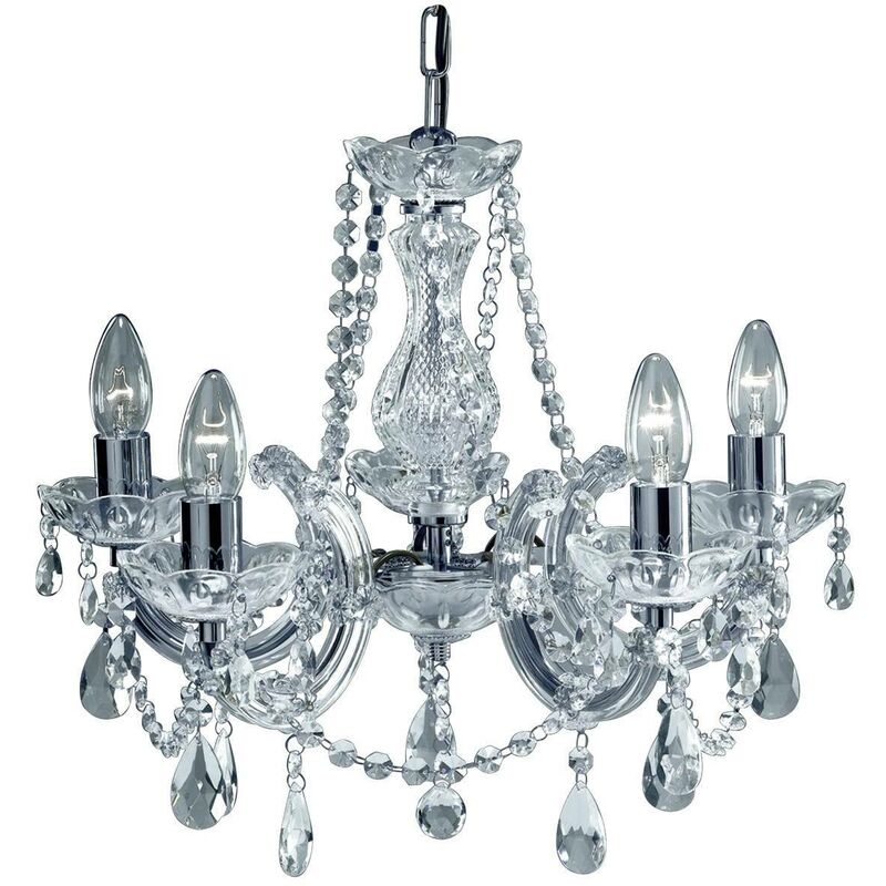 Marie Therese - 5 Light Crystal Chandelier Chrome Finish, E14 - Searchlight