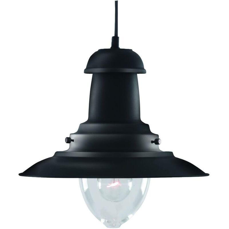 Searchlight Lighting - Searchlight Fisherman - 1 Light Dome Ceiling Pendant Black, Clear Glass Medium, E27