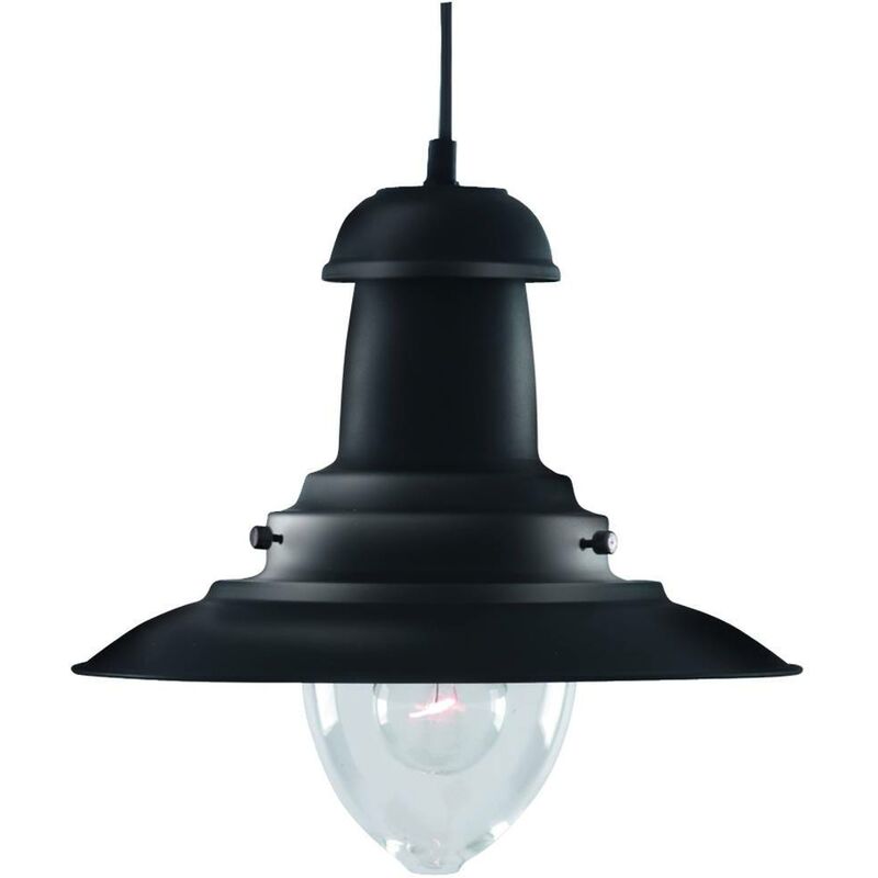 Searchlight Fisherman - 1 Light Dome Ceiling Pendant Black, Clear Glass Medium, E27