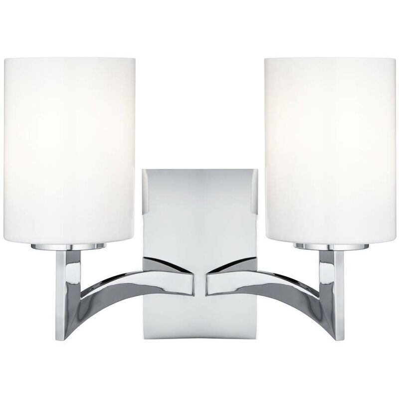 Gina - 2 Light Indoor Wall Light Chrome with Glass Shade, E27 - Searchlight