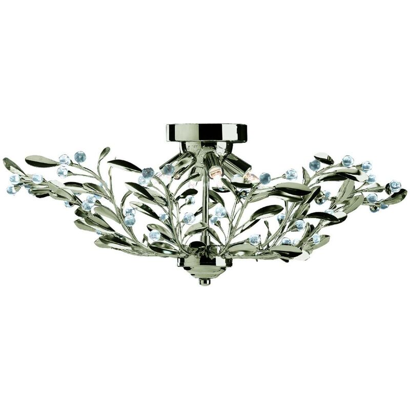 Searchlight Lighting - Searchlight Lima - 6 Light Flush Multi Arm Ceiling Light Antique Brass, Crystal, G9