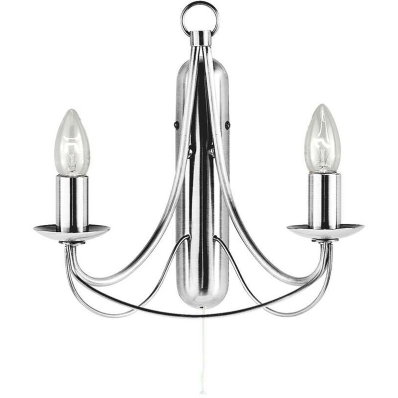 Searchlight - Maypole - 2 Light Candle Wall Light Satin Silver, E14