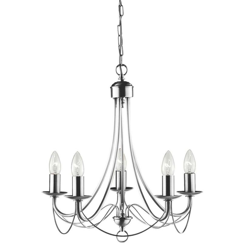 Maypole - 5 Light Multi Arm Ceiling Pendant Satin Silver, E14 - Searchlight