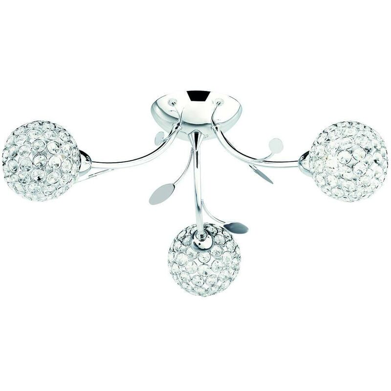 Bellis - 3 Light Semi Flush Multi Arm Flower Design Ceiling Light Chrome and Glass, G9 - Searchlight