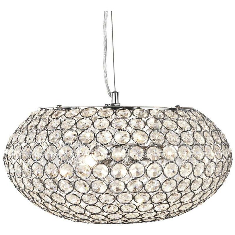 Chantilly - 3 Light Ceiling Pendant Chrome with Glass Crystals, G9 - Searchlight