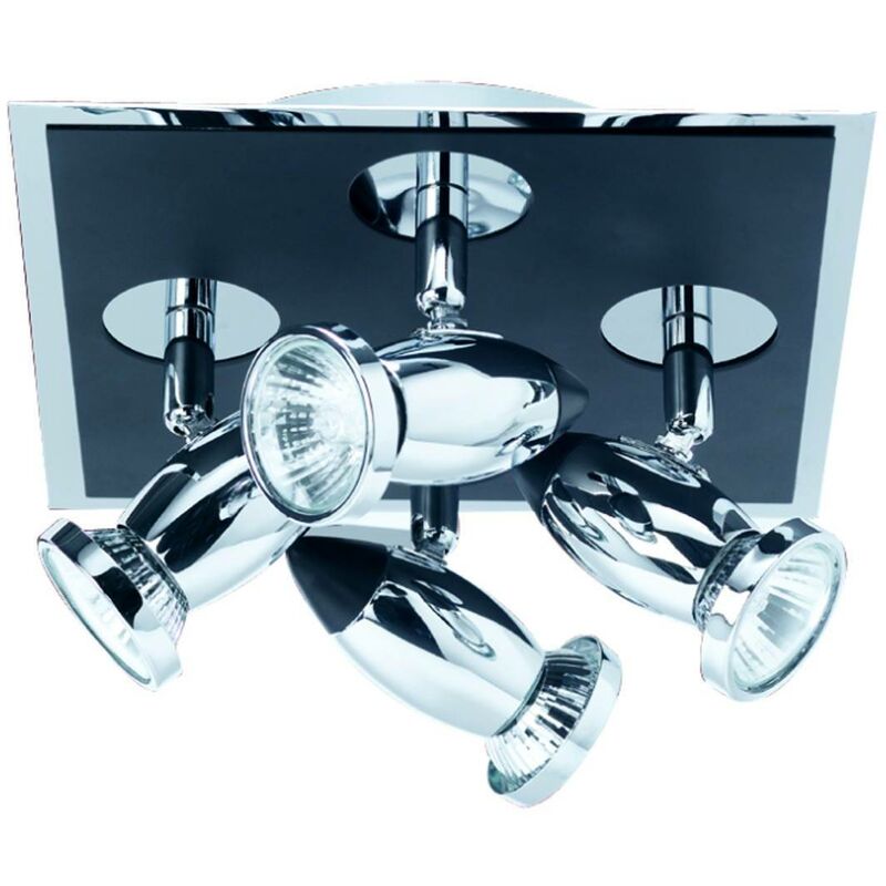 Comet - 4 Light Ceiling Spotlight Chrome, Matt Black, GU10 - Searchlight