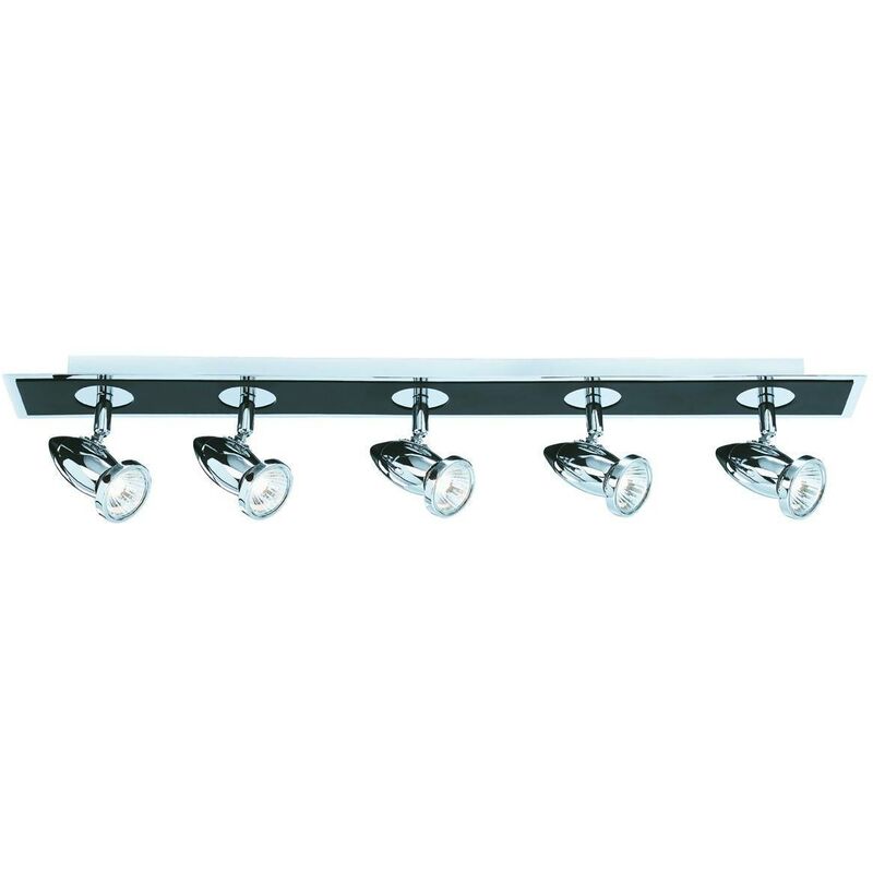 Comet - 5 Light Adjustable Ceiling Spotlight Bar Chrome, Matt Black, GU10 - Searchlight