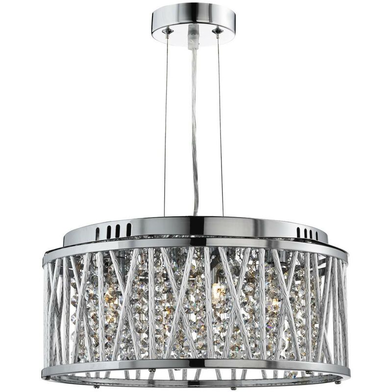 Elise - 4 Light Ceiling Pendant Chrome with Crystals, G9 - Searchlight