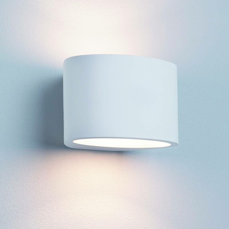 Gypsum - 1 Light Up & Down Wall Light Paintable Oval White Plaster, G9 - Searchlight