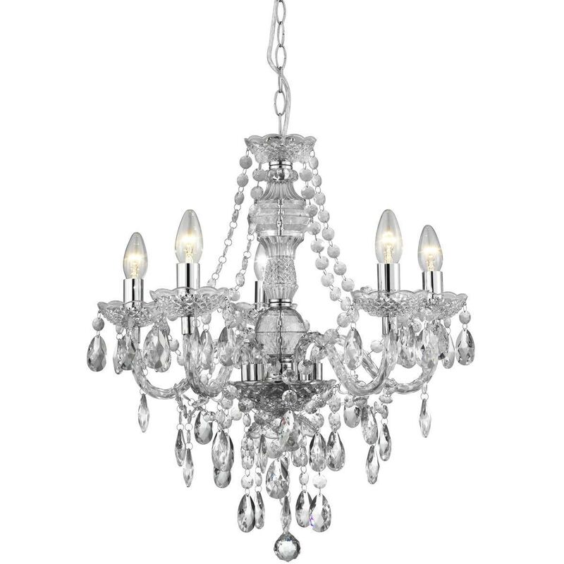 Marie Therese - 5 Light Chandelier Chrome Finish Acrylic Marie Therese, E14 - Searchlight