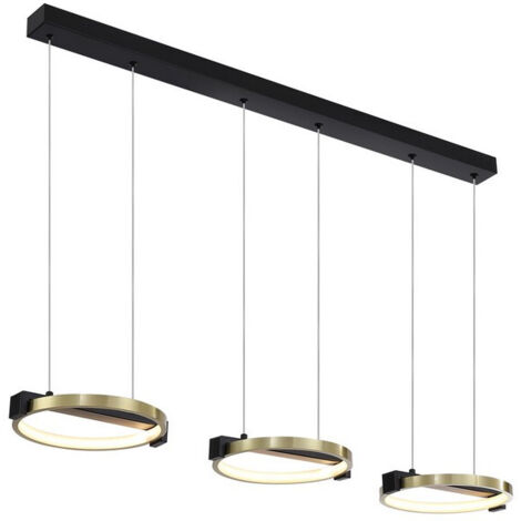 Searchlight Aerial Suspension de plafond à 3 lampes LED, métal doré et noir
