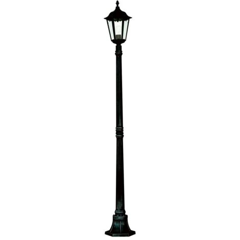 Searchlight Alex - Lampadaire extérieur à 1 ampoule noir avec diffuseur en verre transparent IP44, E27