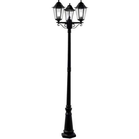 Searchlight Alex - Lampadaire extérieur à 3 ampoules noir IP44, E27