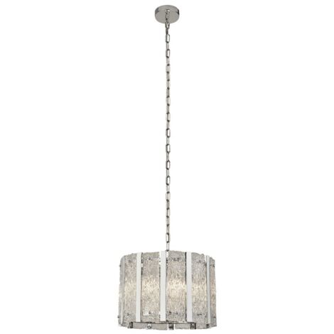 Searchlight ALEXANDRA - Plafonnier à 5 ampoules en argent satiné avec verre Aquatex, barres métalliques