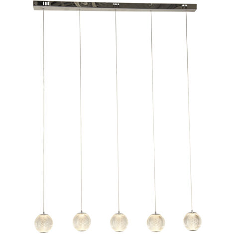 Searchlight Allure Lampada a sospensione a 5 barre luminose cromata, acrilico trasparente