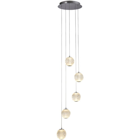 Searchlight Allure Lampadario a goccia multiluce a 5 luci, cromato, acrilico trasparente