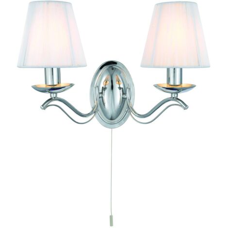 Searchlight Andretti - Applique murale à 2 ampoules pour bougie d'intérieur chrome avec abat-jour, E14