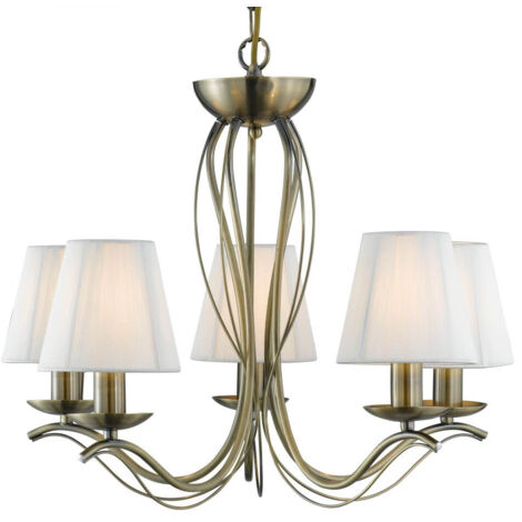 Searchlight Andretti - Luminaire suspendu à 5 bras en laiton antique avec abat-jour, E14