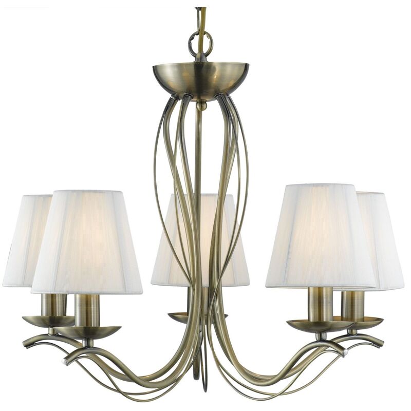 Lampadario Industrial-Nordico Andretti Acciaio Ottone 5 Luci E14