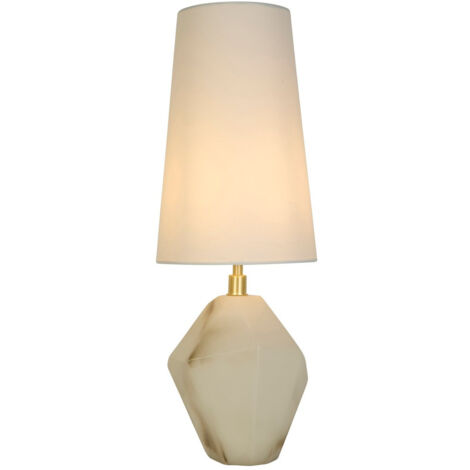 Searchlight Apex Lampe de table Ape1 Light, métal laiton satiné, abat-jour blanc