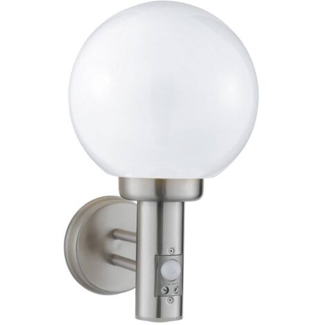Searchlight - Applique Globo da Esterno 1 Luce Argento Satinato con Sensore di Movimento IP44, E27