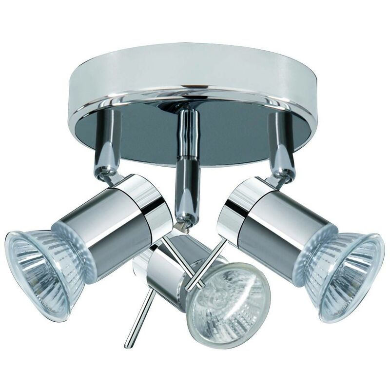 Aries - 3 Light Adjustable Bathroom Ceiling Spotlight Satin Silver, Chrome IP44, GU10 - Searchlight