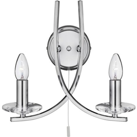 Searchlight Ascona - 2 Licht Innenglas Kerze Wandleuchte Chrom, E14