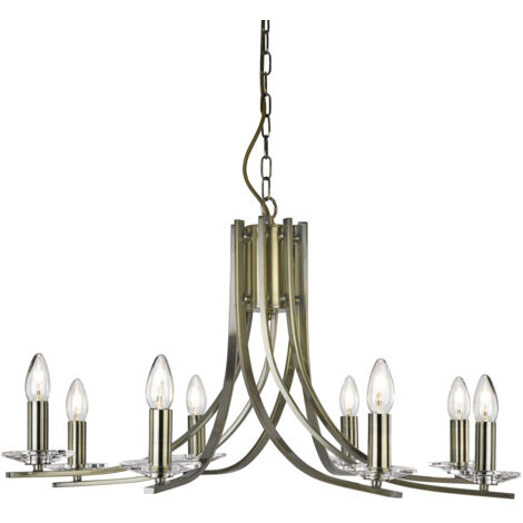 Searchlight Ascona - Lampadario a 8 luci con finitura in ottone anticato, attacco E14