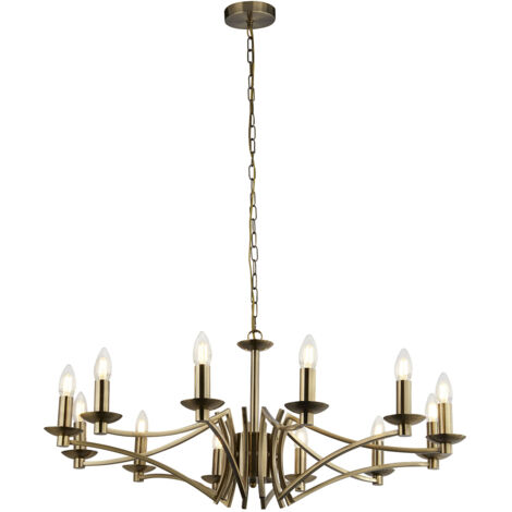 Searchlight Ascot 12 luci a sospensione in ottone antico