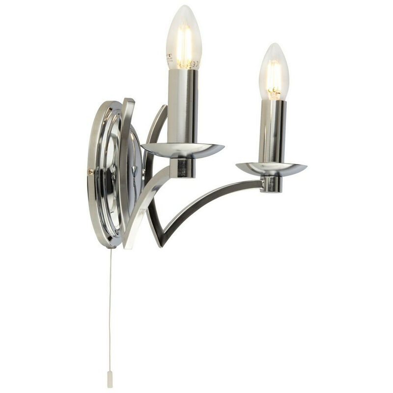 Image of Ascot 2 Light Lampada da parete cromata - Searchlight