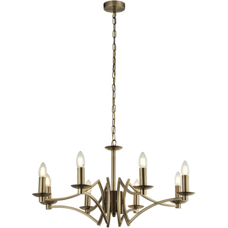 Searchlight Ascot 8 luci a sospensione in ottone antico
