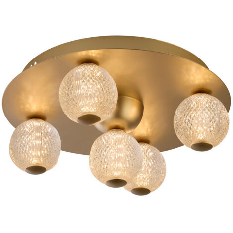 Searchlight Asteroid Luce a filo a LED, metallo dorato con sfere in acrilico trasparente