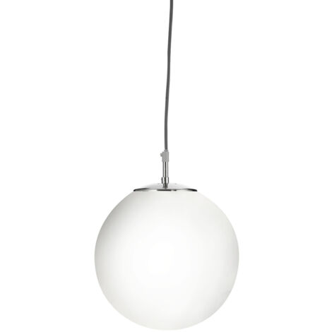 Searchlight Atom - 1 Lampadario Globo Soffitto Pendente Argento Satinato, Vetro Opalino, E27