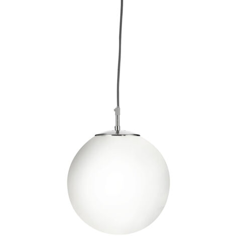 Searchlight Atom - 1 Lampadario Globo Soffitto Pendente Argento Satinato, Vetro Opalino, E27