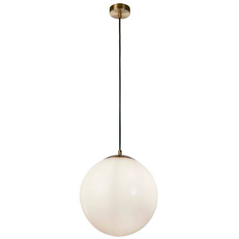 Atom 24cm Pendant Satin Brass, Opal Glass - Searchlight