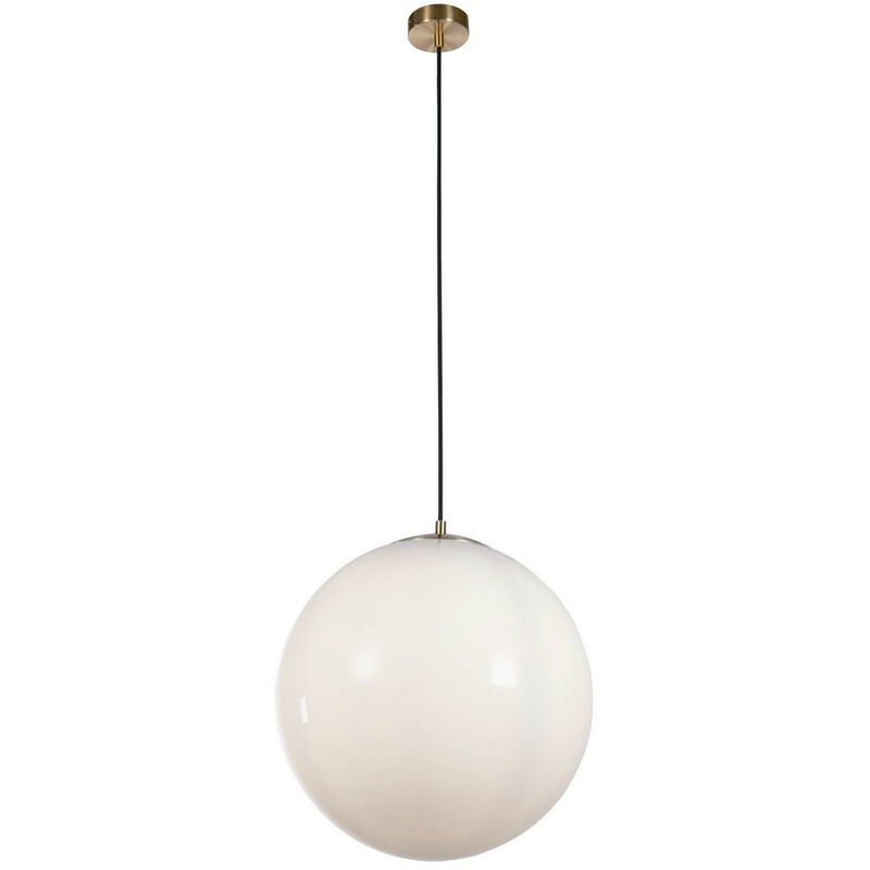 Atom 40cm Pendant Satin Brass, Opal Glass - Searchlight