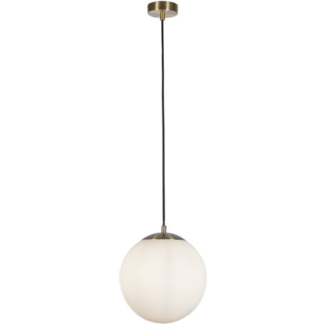 Searchlight Atom II Pendente Atom 30cm Ottone satinato, vetro opale